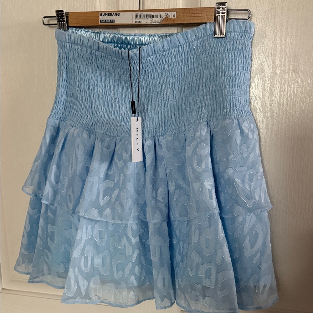 Milly Light Blue Tiered Mini Skirt